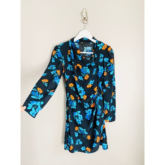 RARE MAJE Ripita Ruched Floral Long Sleeve Dress - Picture 14 of 16